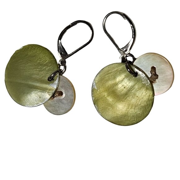 Boho Handmade Shell Button Dangle Earrings Green Statement Fashion Jewelry Women - Picture 2 of 5